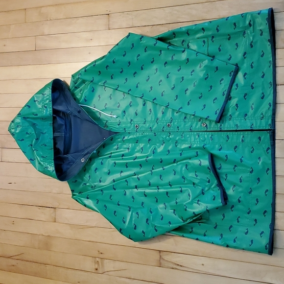 Vintage 80's Aqua Sheen whale raincoat - Picture 1 of 6